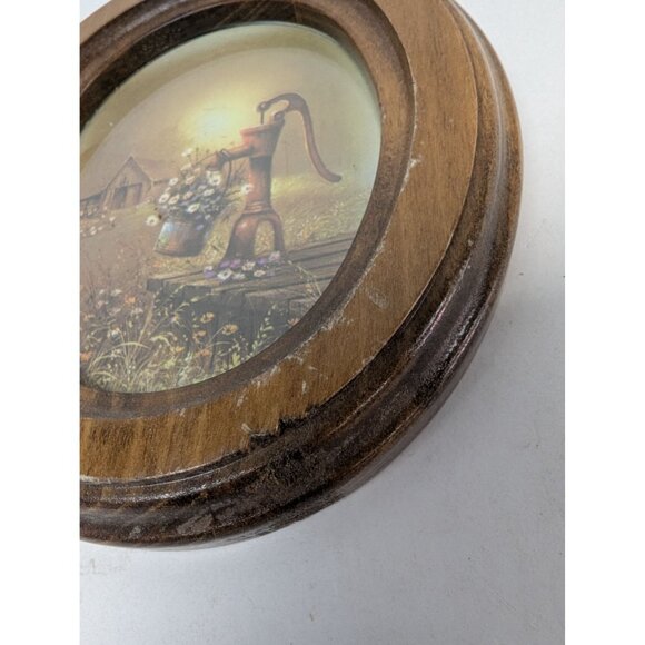 Vintage Wood Framed Art Water Pump 6" by 7" - Picture 2 of 4